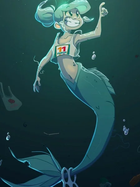 被海洋垃圾污染后的小美人鱼封面